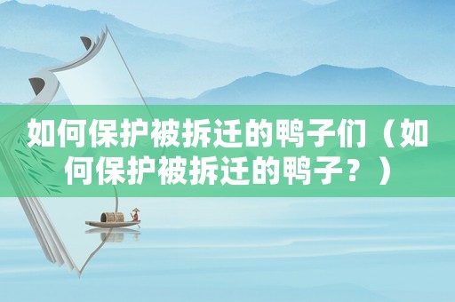 如何保護被拆遷的鴨子們（如何保護被拆遷的鴨子？）