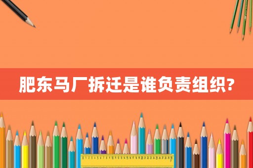 肥東馬廠拆遷是誰負責組織?