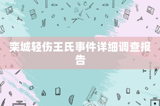 欒城輕傷王氏事件詳細調查報告