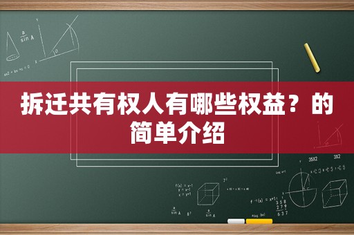 拆遷共有權(quán)人有哪些權(quán)益？的簡單介紹