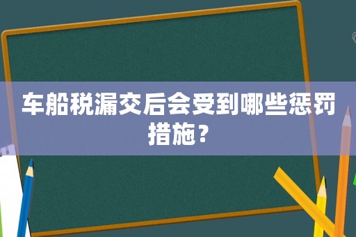 車船稅漏交后會受到哪些懲罰措施？