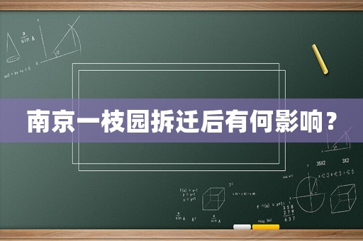 南京一枝園拆遷后有何影響？
