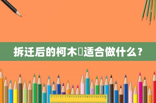 拆遷后的柯木塱適合做什么？