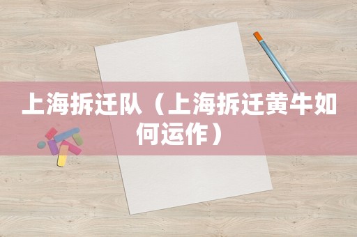 上海拆遷隊（上海拆遷黃牛如何運作）