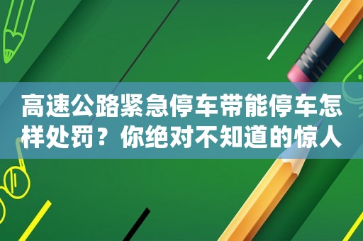 高速公路緊急停車帶能停車怎樣處罰？你絕對不知道的驚人答案
