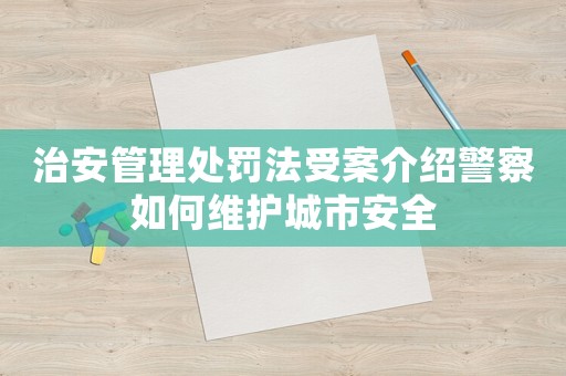 治安管理處罰法受案介紹警察如何維護城市安全