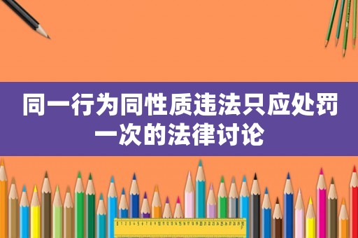 同一行為同性質違法只應處罰一次的法律討論