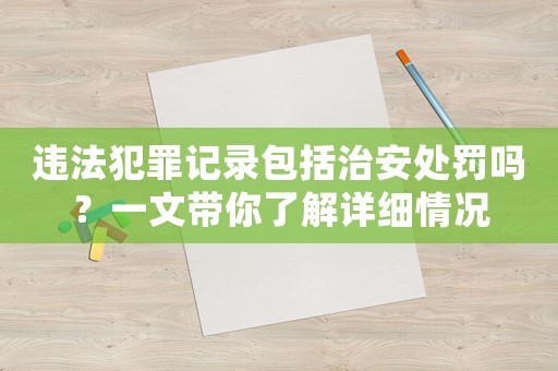 違法犯罪記錄包括治安處罰嗎？一文帶你了解詳細情況