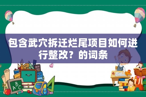 包含武穴拆遷爛尾項目如何進行整改？的詞條