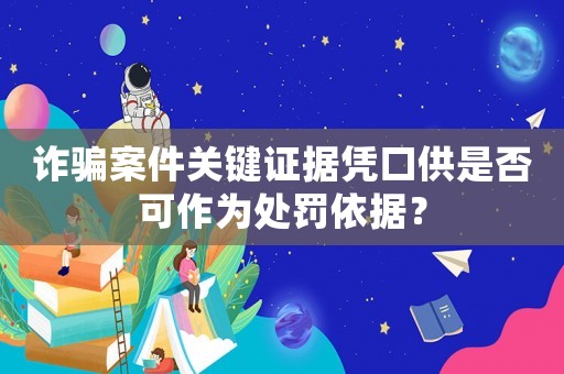 詐騙案件關鍵證據憑口供是否可作為處罰依據？