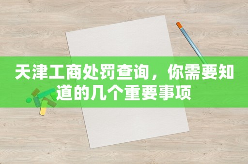 天津工商處罰查詢，你需要知道的幾個(gè)重要事項(xiàng)