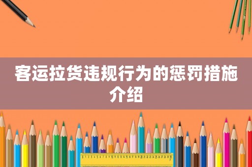 客運(yùn)拉貨違規(guī)行為的懲罰措施介紹
