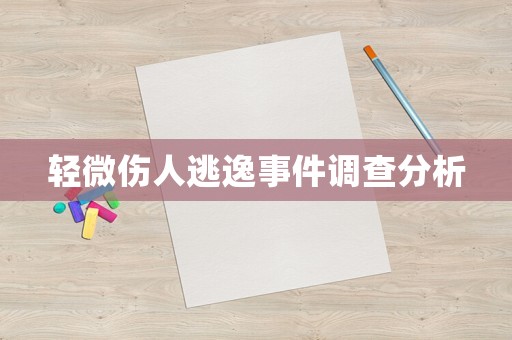 輕微傷人逃逸事件調查分析