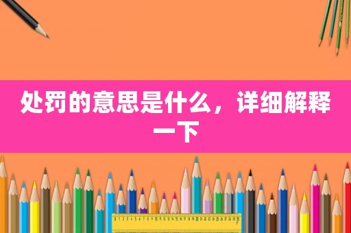 處罰的意思是什么，詳細解釋一下