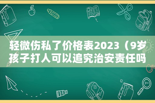 輕微傷私了價格表2023（9歲孩子打人可以追究治安責任嗎）