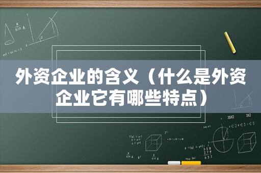 外資企業(yè)的含義（什么是外資企業(yè)它有哪些特點(diǎn)）