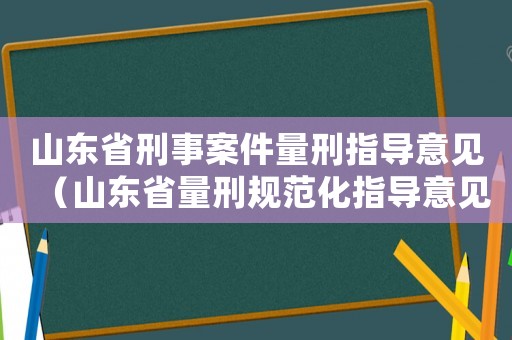 山東省刑事案件量刑指導意見（山東省量刑規范化指導意見）