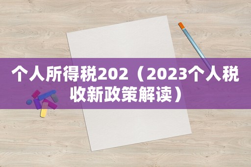 個人所得稅202（2023個人稅收新政策解讀）