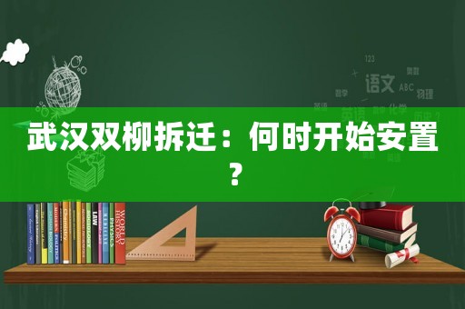 武漢雙柳拆遷：何時開始安置？