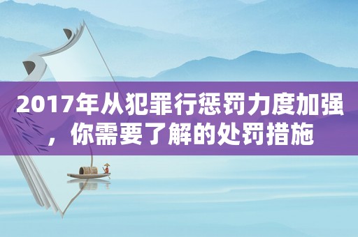 2017年從犯罪行懲罰力度加強，你需要了解的處罰措施