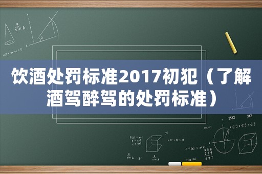 飲酒處罰標準2017初犯（了解酒駕醉駕的處罰標準）