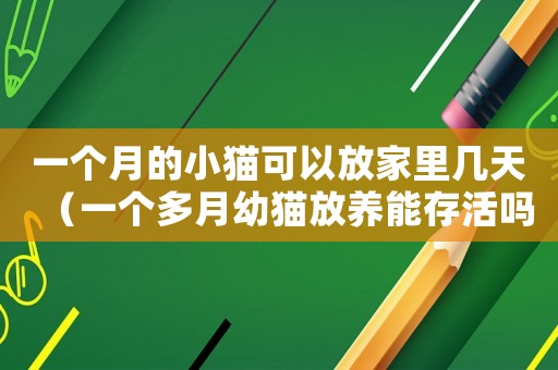 一個月的小貓可以放家里幾天（一個多月幼貓放養能存活嗎）