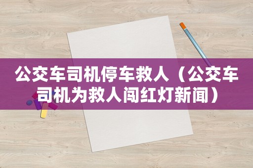 公交車司機停車救人（公交車司機為救人闖紅燈新聞）