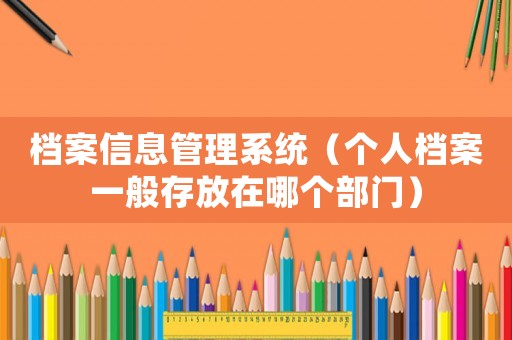 檔案信息管理系統(tǒng)（個(gè)人檔案一般存放在哪個(gè)部門）