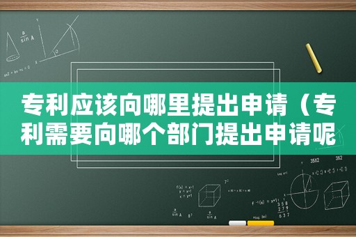 專利應該向哪里提出申請（專利需要向哪個部門提出申請呢）