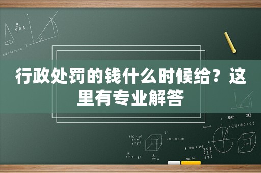 行政處罰的錢什么時候給？這里有專業解答