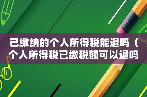 已繳納的個人所得稅能退嗎（個人所得稅已繳稅額可以退嗎）