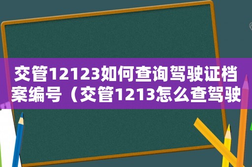 交管12123如何查詢駕駛證檔案編號（交管1213怎么查駕駛證檔案編號）