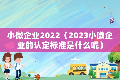 小微企業2022（2023小微企業的認定標準是什么呢）