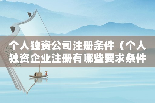 個人獨(dú)資公司注冊條件（個人獨(dú)資企業(yè)注冊有哪些要求條件）