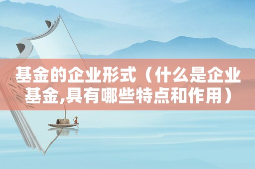 基金的企業(yè)形式（什么是企業(yè)基金,具有哪些特點(diǎn)和作用）