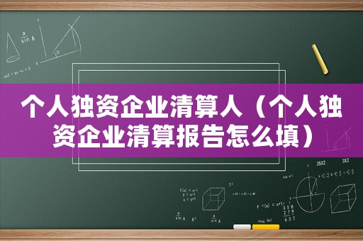 個人獨資企業(yè)清算人（個人獨資企業(yè)清算報告怎么填）