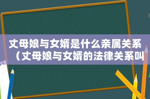 丈母娘與女婿是什么親屬關(guān)系（丈母娘與女婿的法律關(guān)系叫什么）