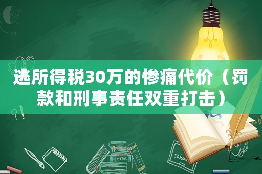 逃所得稅30萬的慘痛代價（罰款和刑事責任雙重打擊）