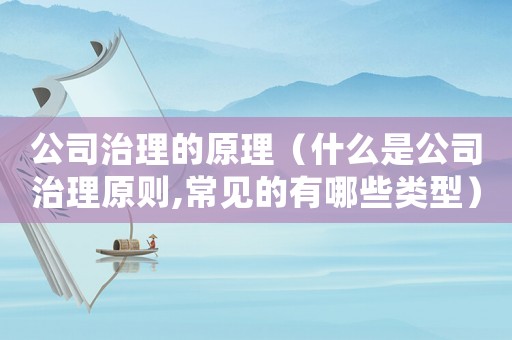 公司治理的原理（什么是公司治理原則,常見的有哪些類型）
