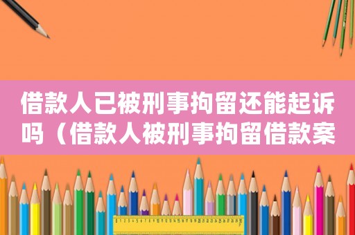 借款人已被刑事拘留還能起訴嗎（借款人被刑事拘留借款案件怎么處理）