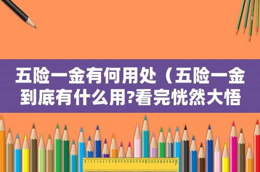 五險一金有何用處（五險一金到底有什么用?看完恍然大悟）