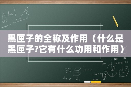 黑匣子的全稱及作用（什么是黑匣子?它有什么功用和作用）