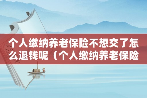 個人繳納養老保險不想交了怎么退錢呢（個人繳納養老保險不想交了怎么退錢）
