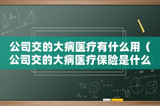 公司交的大病醫療有什么用（公司交的大病醫療保險是什么）