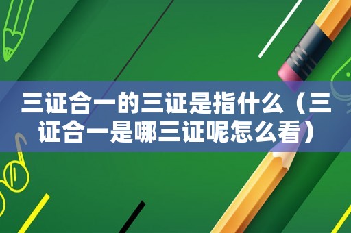 三證合一的三證是指什么（三證合一是哪三證呢怎么看）