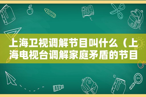 上海衛(wèi)視調(diào)解節(jié)目叫什么（上海電視臺調(diào)解家庭矛盾的節(jié)目）