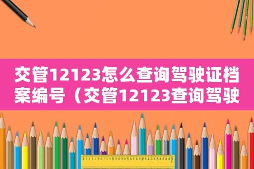 交管12123怎么查詢駕駛證檔案編號（交管12123查詢駕駛證檔案編號）