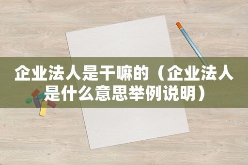 企業(yè)法人是干嘛的（企業(yè)法人是什么意思舉例說明）