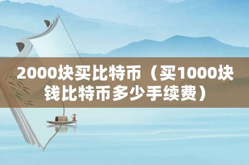 2000塊買比特幣（買1000塊錢比特幣多少手續(xù)費）
