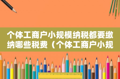 個體工商戶小規模納稅都要繳納哪些稅費（個體工商戶小規模納稅都要繳納哪些稅）
